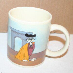 Bugs Bunny Bully For Bugs Warner Brothers White/Blue Ceramic Coffee Mug 12 oz